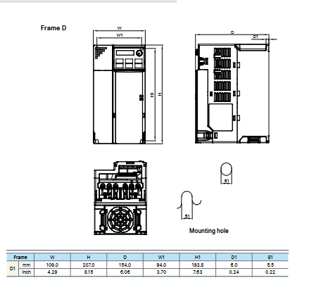 VFD13AMS43ANSAA dimensions and mounting drawing